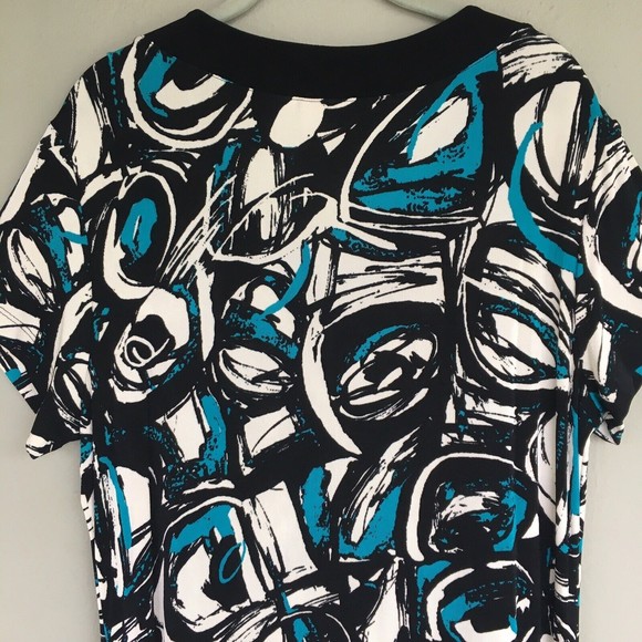 Travelers Chico's Slinky Knit Midi Dress Size 3 XL Modern Art Abstract Colorful - Picture 9 of 12